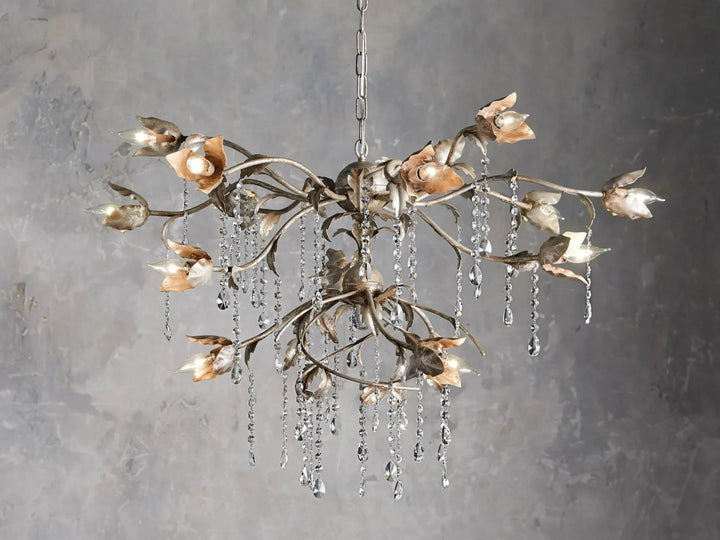 Kalie Crystal Round Chandelier  40" D- Silver