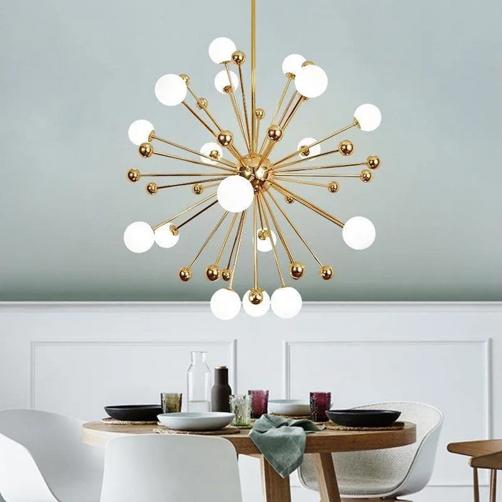 Kamila Gold and White Chandelier 40"D
