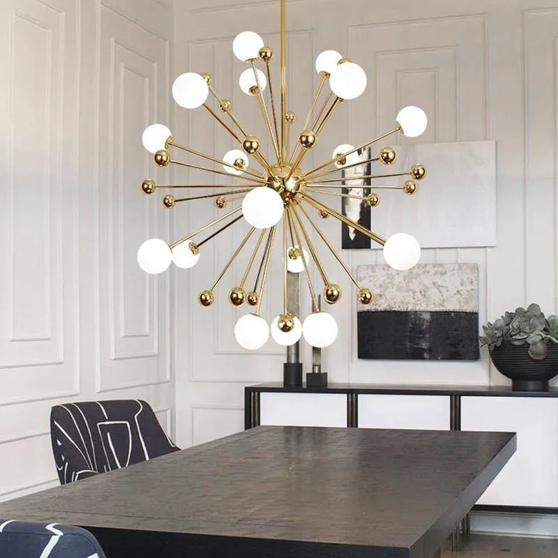 Kamila Gold and White Chandelier 40"D