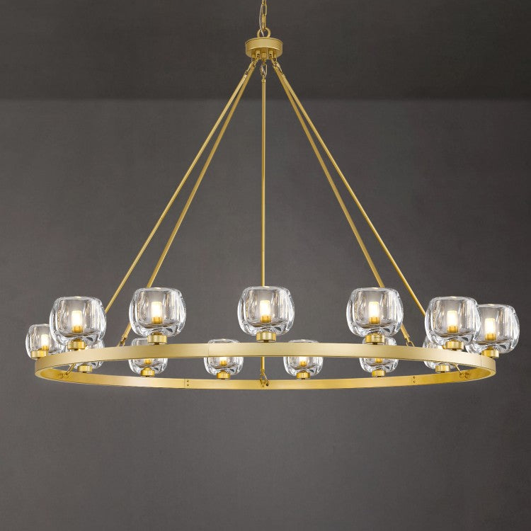 Wagon Wheel Glass Round Chandelier 24" 36" 48" 60"