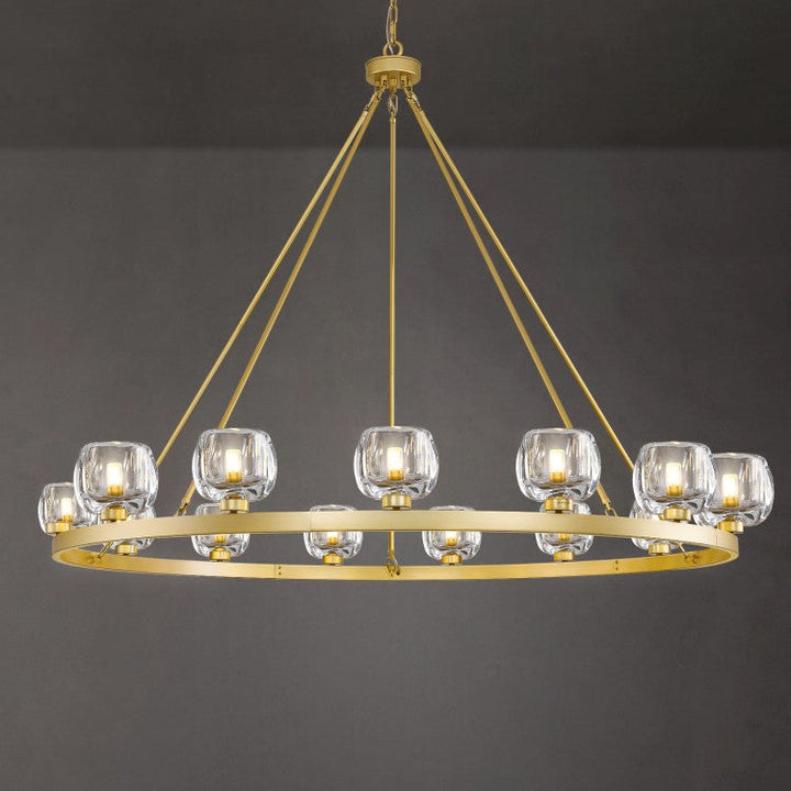 Wagon Wheel Glass Round Chandelier 24" 36" 48" 60"