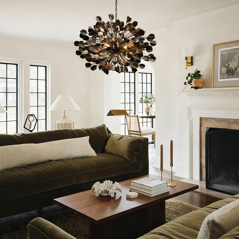 Lunaria Ceramic Leaves Chandelier 42"D