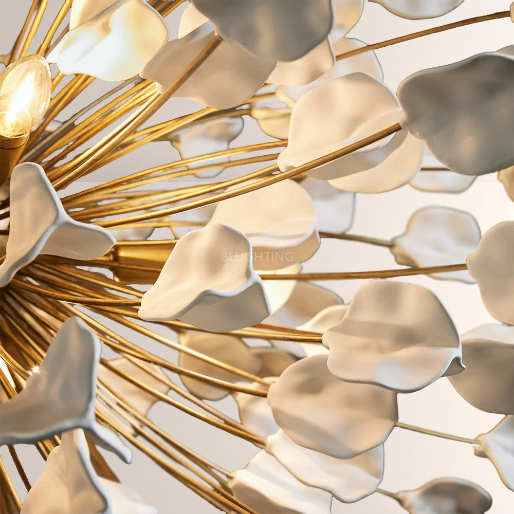 Lunaria Ceramic Leaves Chandelier 42"D