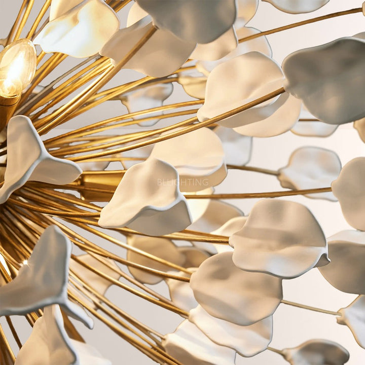 Lunaria Ceramic Leaves Chandelier 42"D