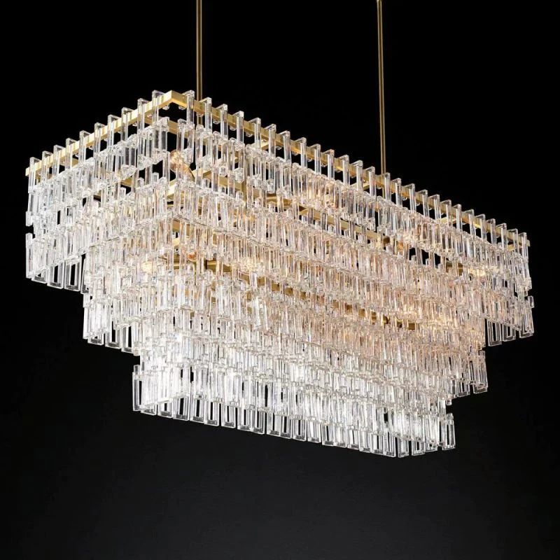 Maggie 3-Tier Rectangle  Living Room Chandelier 60"