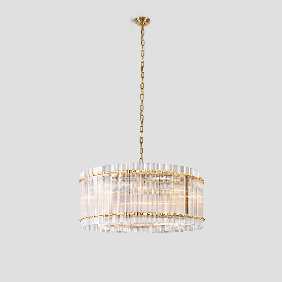 Mervice Round Ribbed Glass Chandelier