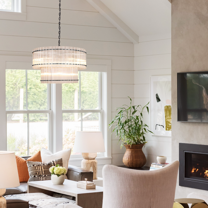 Mervice Round Ribbed Glass Chandelier