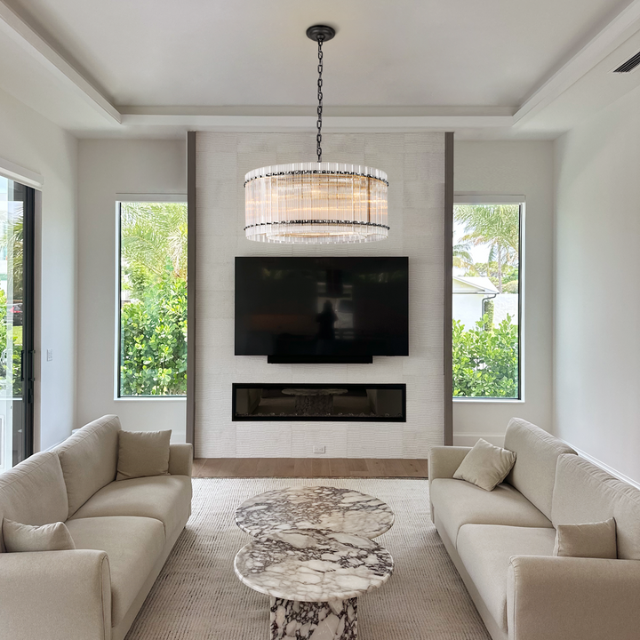 Mervice Round Ribbed Glass Chandelier