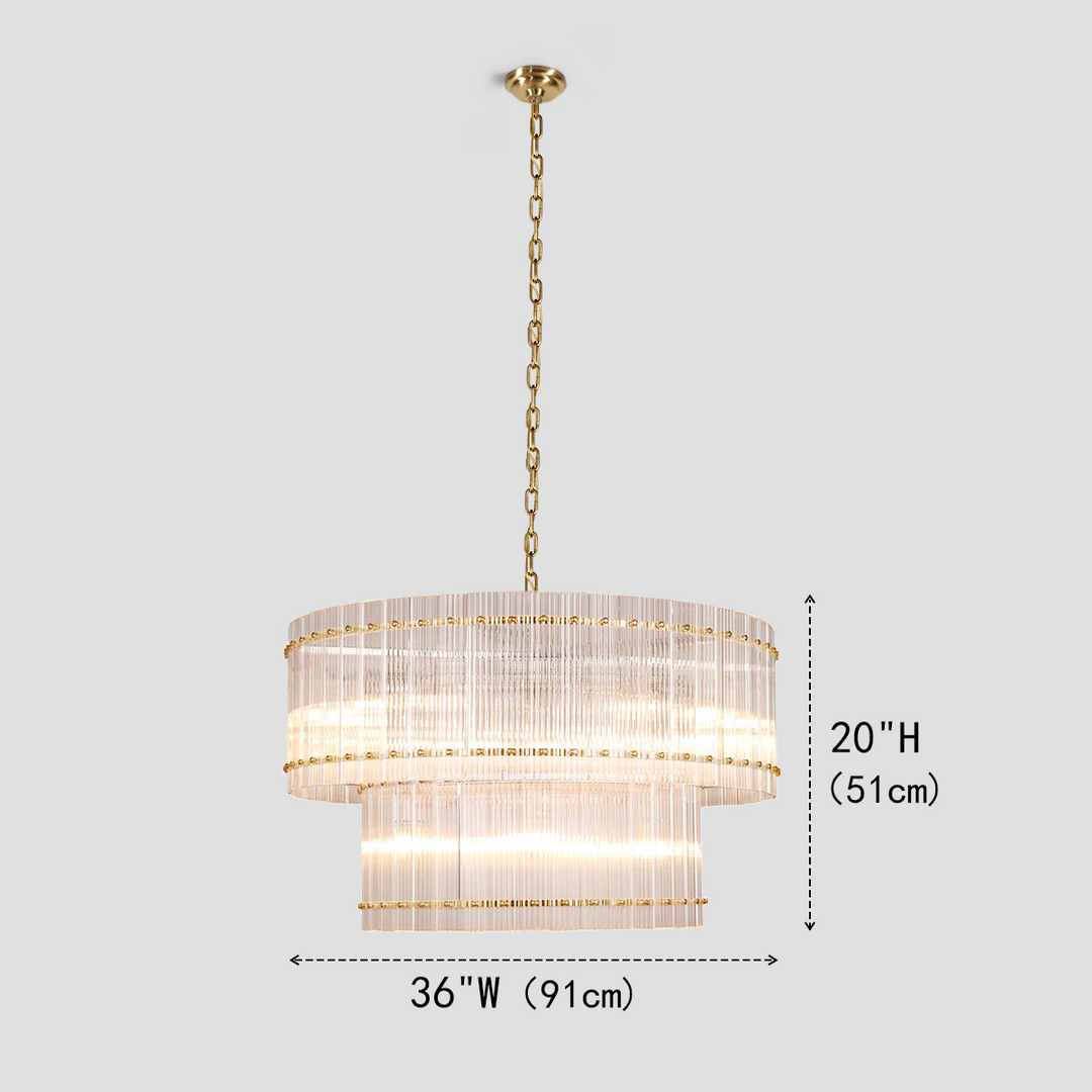 Mervice Round Ribbed Glass Chandelier