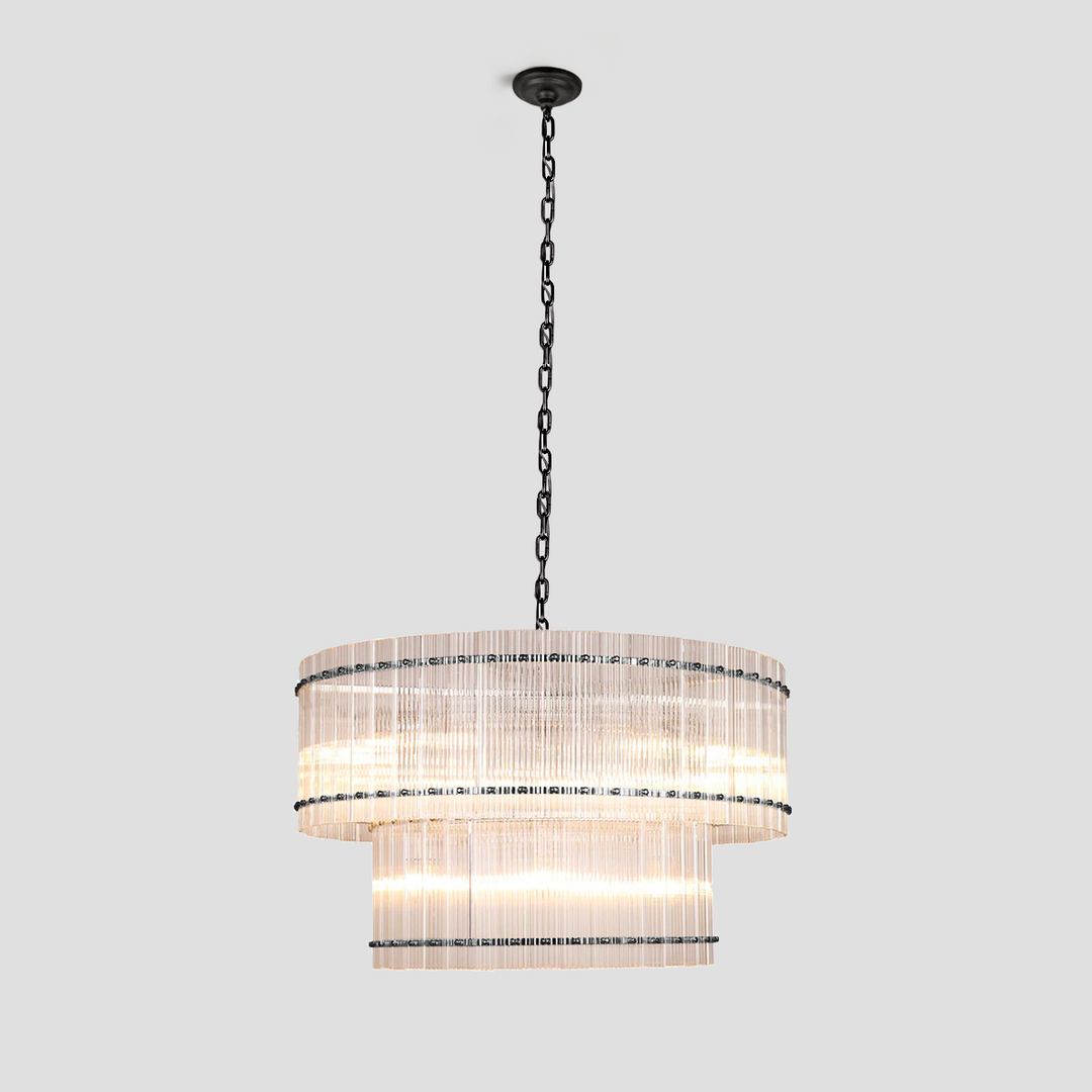 Mervice Round Ribbed Glass Chandelier