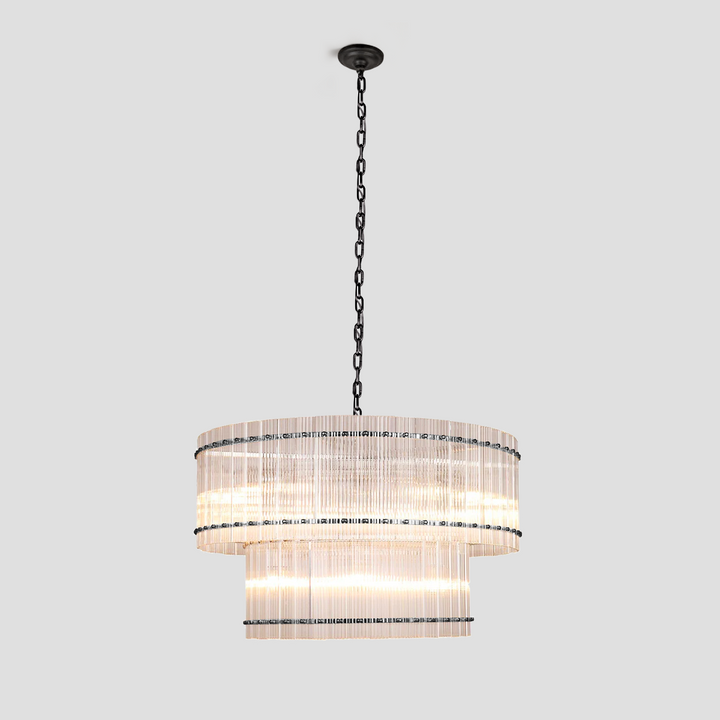 Mervice Round Ribbed Glass Chandelier
