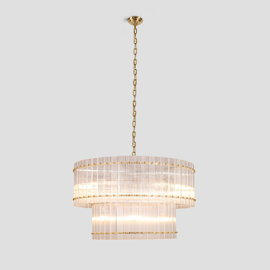 Mervice Round Ribbed Glass Chandelier