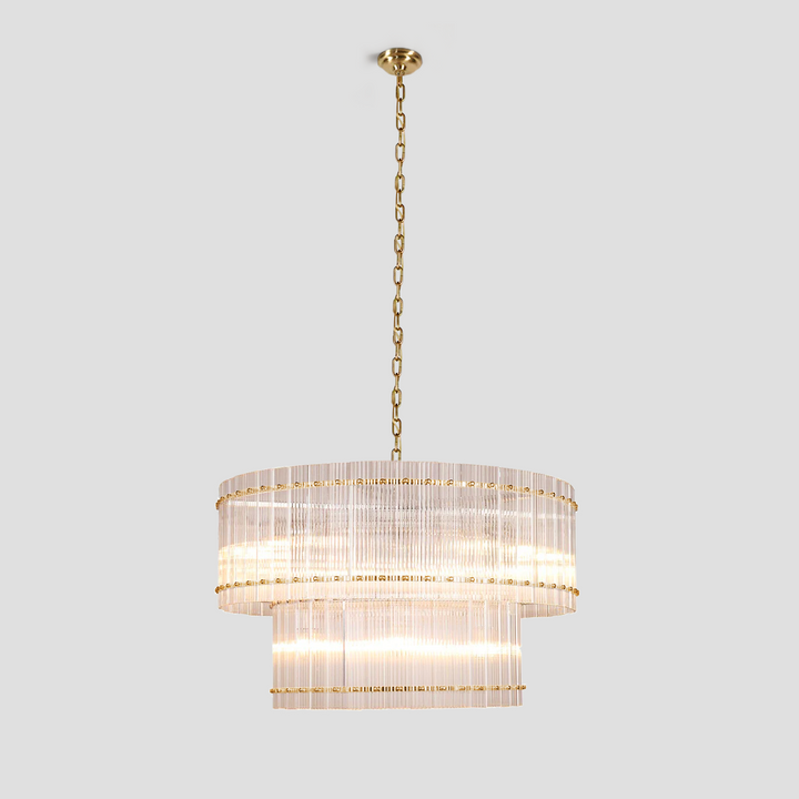 Mervice Round Ribbed Glass Chandelier