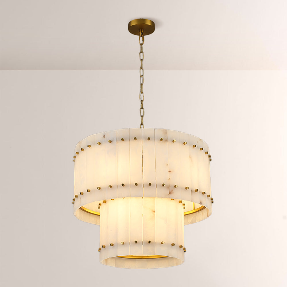 Mervin Alabaster Round Tiered Chandelier 22"