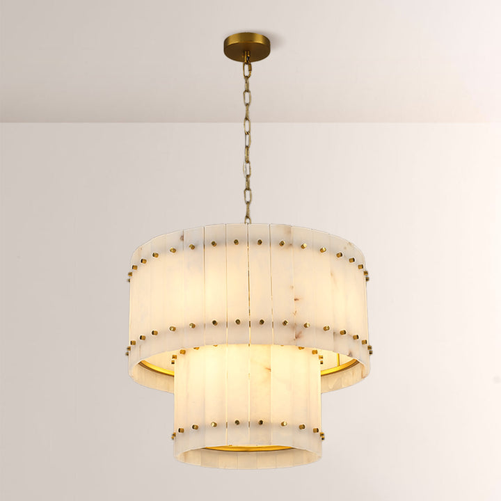 Mervin Alabaster Round Tiered Chandelier 22"