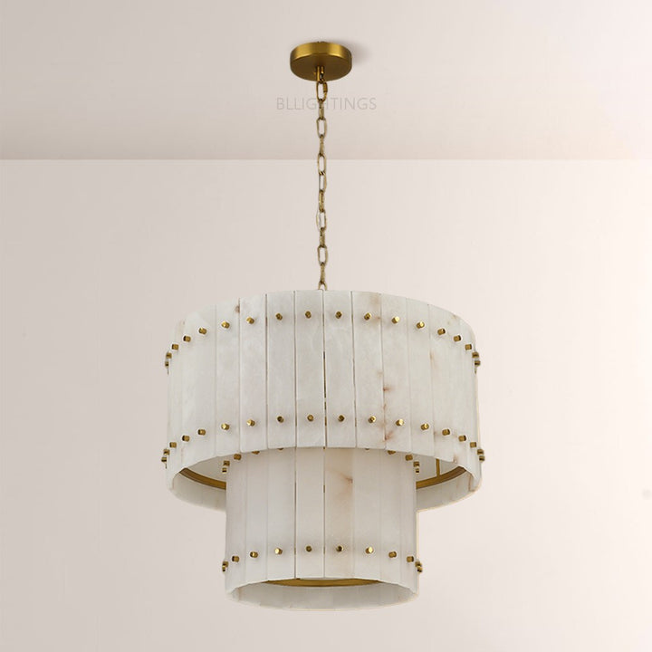 Mervin Alabaster Round Tiered Chandelier 22"