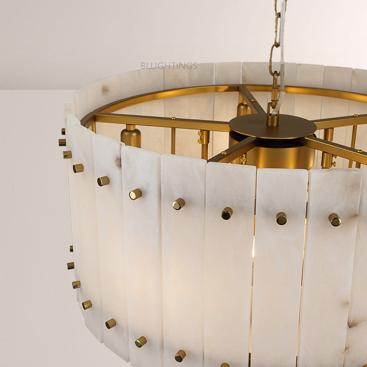 Mervin Alabaster Round Tiered Chandelier 37"
