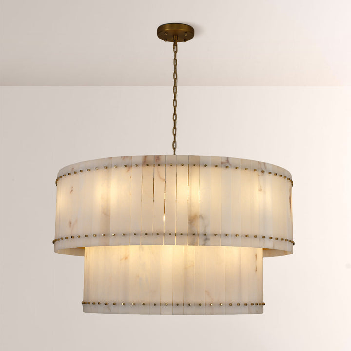 Mervin Alabaster Round Tiered Chandelier 48"