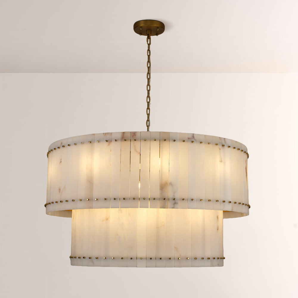 Mervin Alabaster Round Tiered Chandelier 60"
