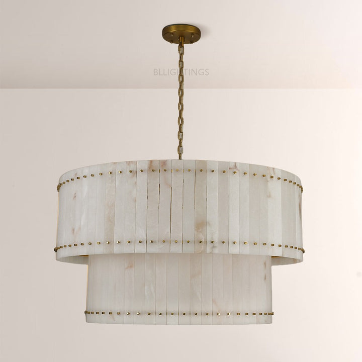Mervin Alabaster Round Tiered Chandelier 60"