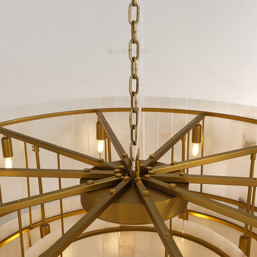 Mervin Alabaster Round Tiered Chandelier 60"