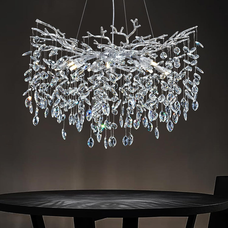 Modern Crystal Tree Branch Round Chandelier for All Rooms 30" 40" 48"