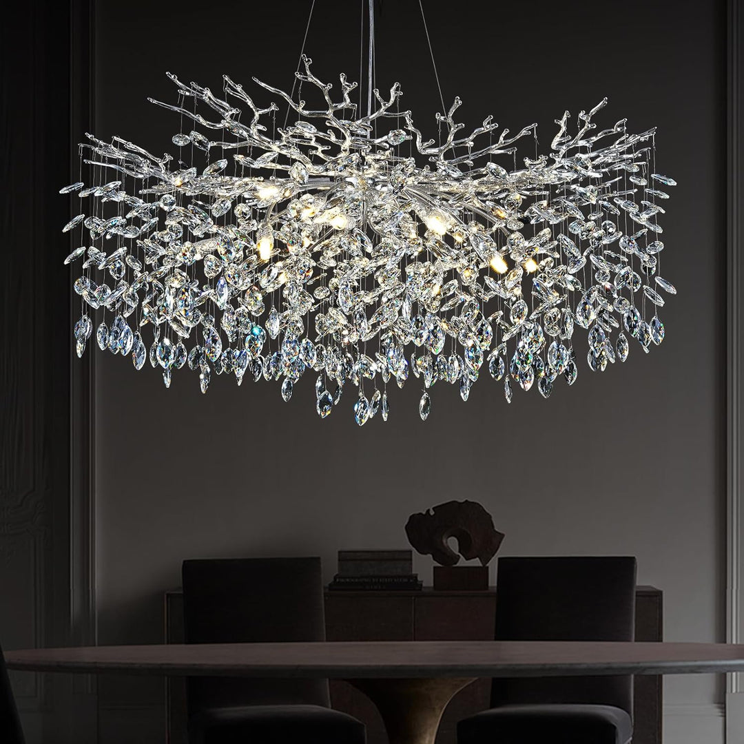 Modern Crystal Tree Branch Round Chandelier for All Rooms 30" 40" 48"