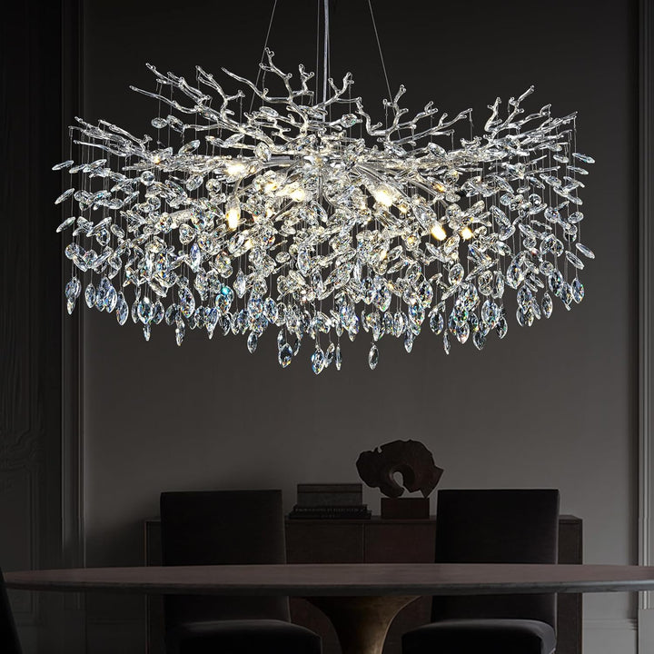 Modern Crystal Tree Branch Round Chandelier for All Rooms 30" 40" 48"