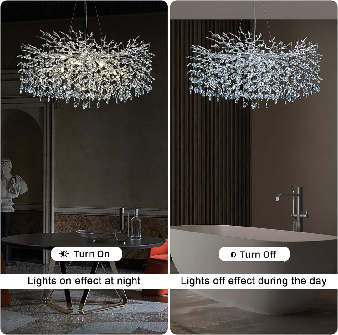 Modern Crystal Tree Branch Round Chandelier for All Rooms 30" 40" 48"