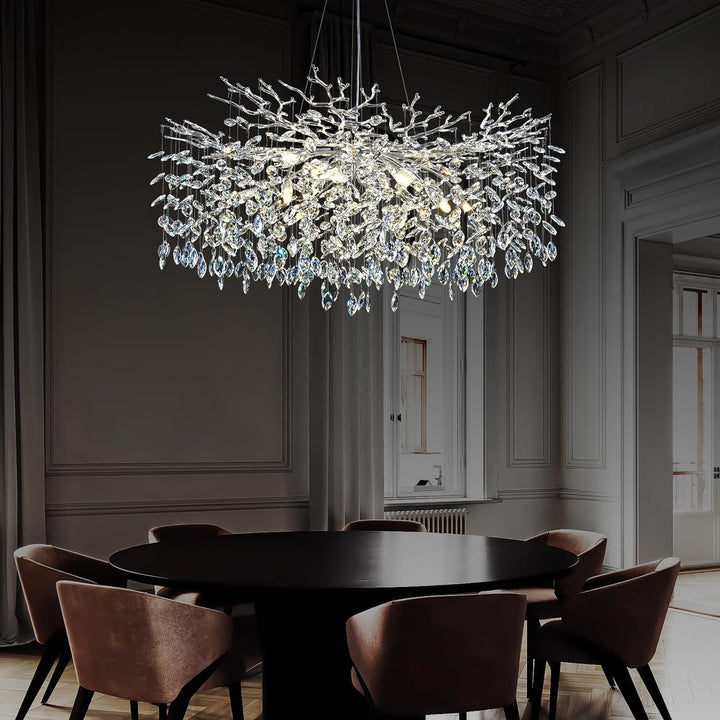 Modern Crystal Tree Branch Round Chandelier for All Rooms 30" 40" 48"