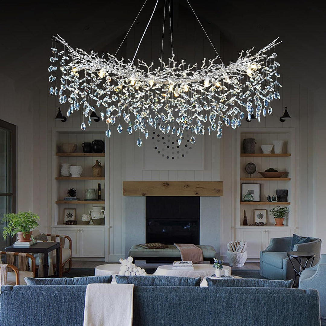 Modern Crystal Tree Branch Round Chandelier for All Rooms 30" 40" 48"