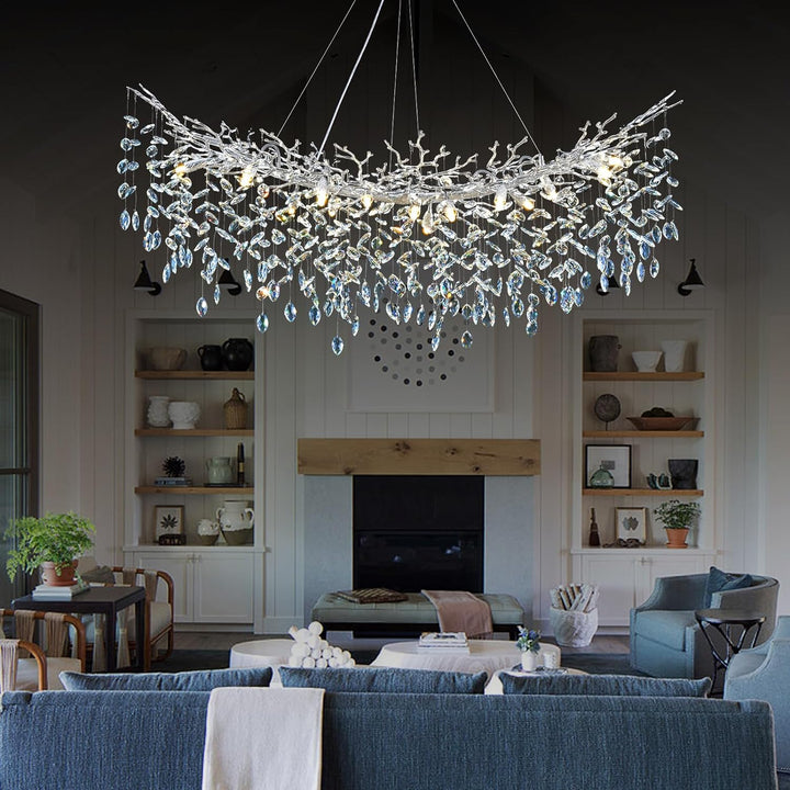 Modern Crystal Tree Branch Round Chandelier for All Rooms 30" 40" 48"