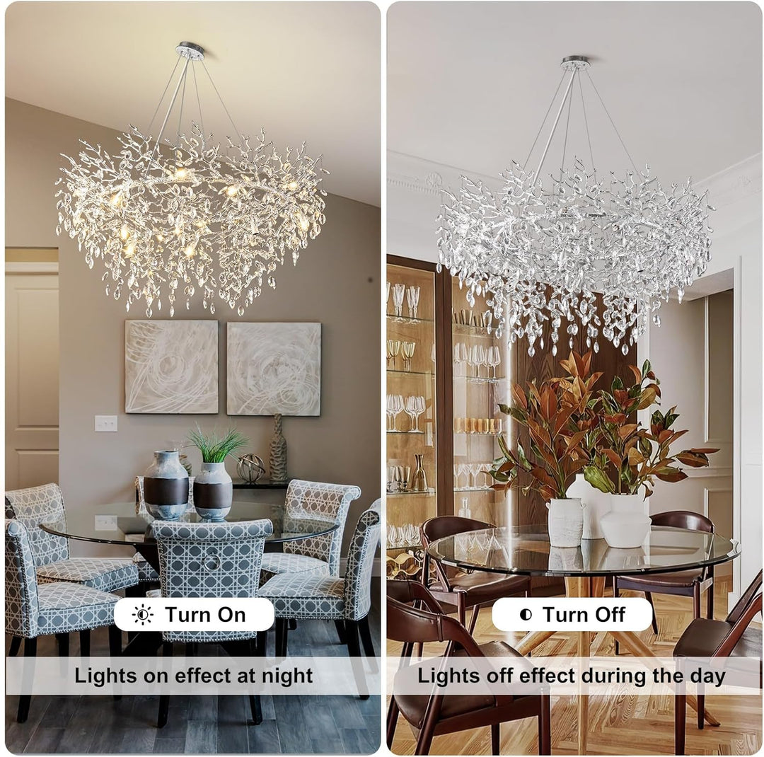 Modern Crystal Tree Branch Round Chandelier for All Rooms 30" 40" 48"