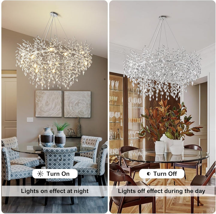 Modern Crystal Tree Branch Round Chandelier for All Rooms 30" 40" 48"