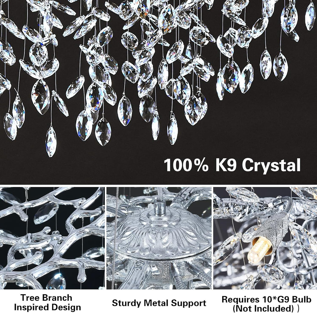 Modern Crystal Tree Branch Round Chandelier for All Rooms 30" 40" 48"