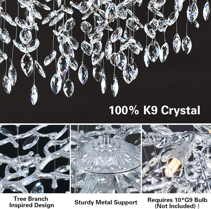 Modern Crystal Tree Branch Round Chandelier for All Rooms 30" 40" 48"