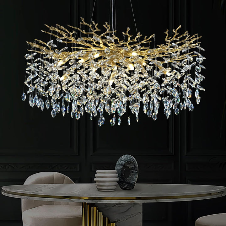 Modern Crystal Tree Branch Round Chandelier for All Rooms 30" 40" 48"