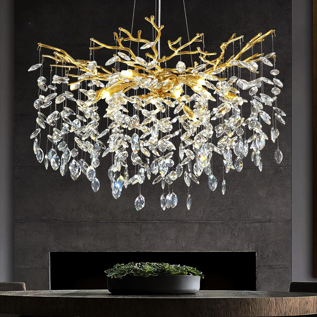 Modern Crystal Tree Branch Round Chandelier for All Rooms 30" 40" 48"