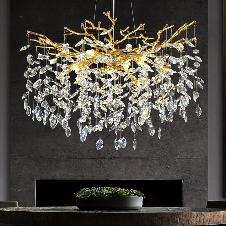 Modern Crystal Tree Branch Round Chandelier for All Rooms 30" 40" 48"