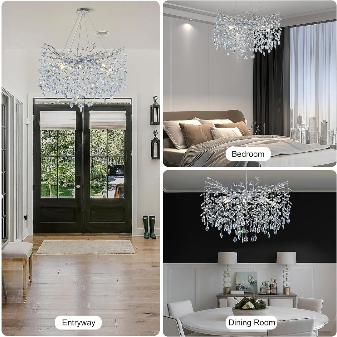 Modern Crystal Tree Branch Round Chandelier for All Rooms 30" 40" 48"