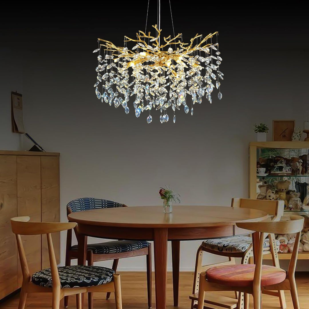 Modern Crystal Tree Branch Round Chandelier for All Rooms 30" 40" 48"