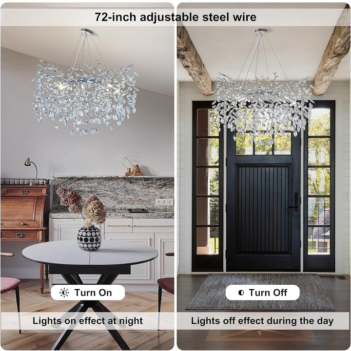 Modern Crystal Tree Branch Round Chandelier for All Rooms 30" 40" 48"