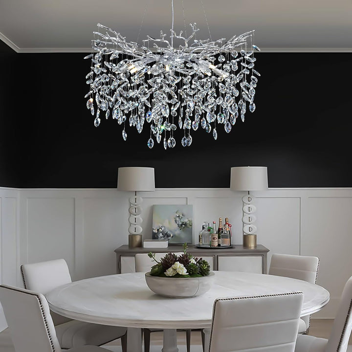 Modern Crystal Tree Branch Round Chandelier for All Rooms 30" 40" 48"