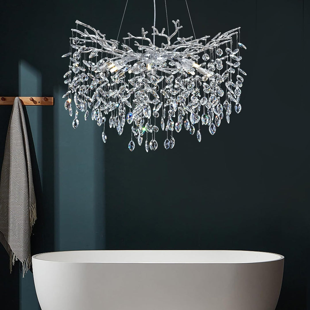 Modern Crystal Tree Branch Round Chandelier for All Rooms 30" 40" 48"