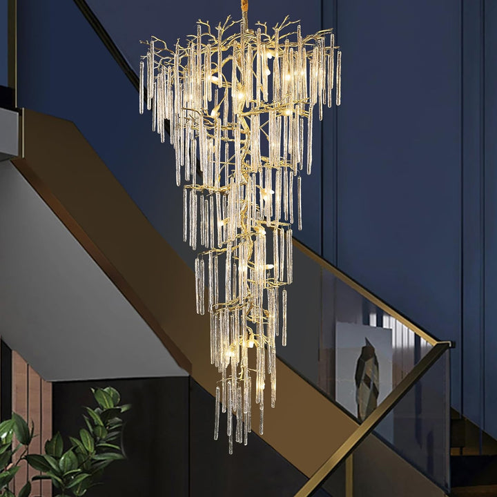 Modern Crystal Tree Branch Staircase Chandelier 95"