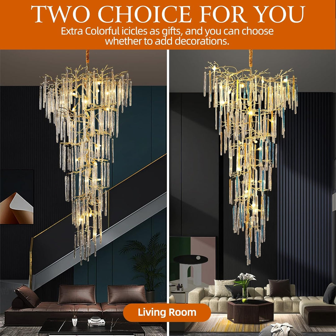 Modern Crystal Tree Branch Staircase Chandelier 95"