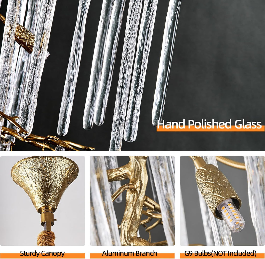 Modern Crystal Tree Branch Staircase Chandelier 95"
