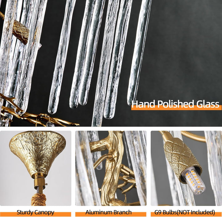 Modern Crystal Tree Branch Staircase Chandelier 95"