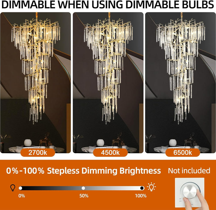 Modern Crystal Tree Branch Staircase Chandelier 95"