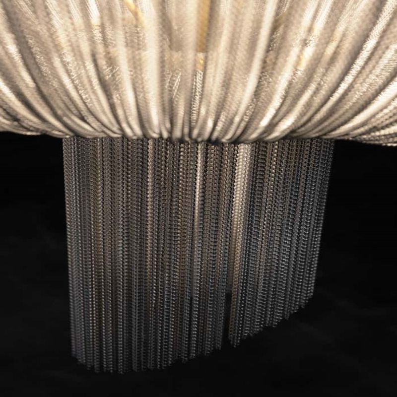 Modern Oak Aluminium Chain Chandelier